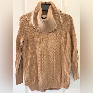 Michael Kors Cable Knit Cowl Neck Sweater - Beige
